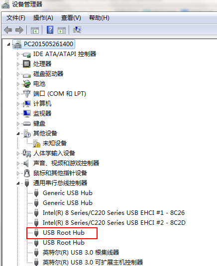 打开USB Root Hub