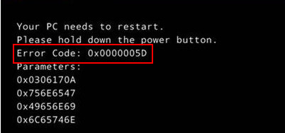 error code 0x0000005d