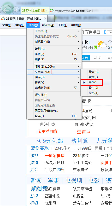查看浏览器文字大小