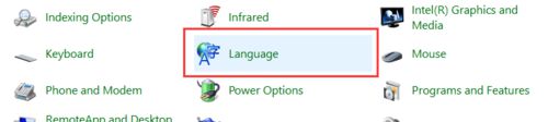 在控制面板中选择语言