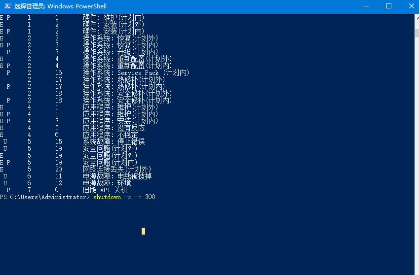 shutdown -s -t 300