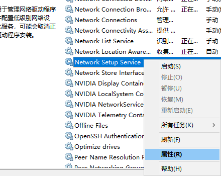 Network Setup Service属性