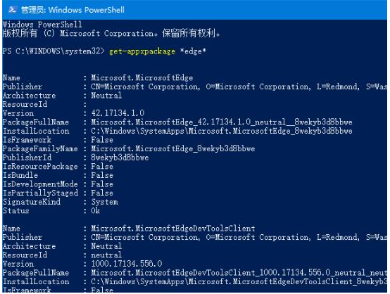 get-appxpackage *edge* 