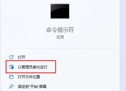 以管理员身份运行命令提示符应用