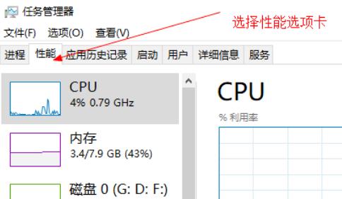 选择性能选项卡